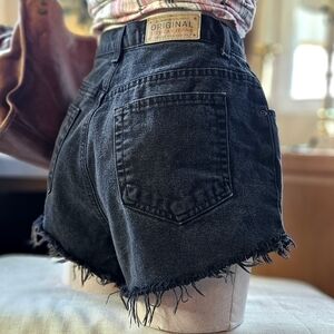 Vintage Liz Claiborne Black Fringe Cutoff Jean Shorts